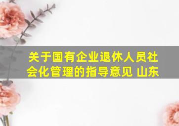 关于国有企业退休人员社会化管理的指导意见 山东